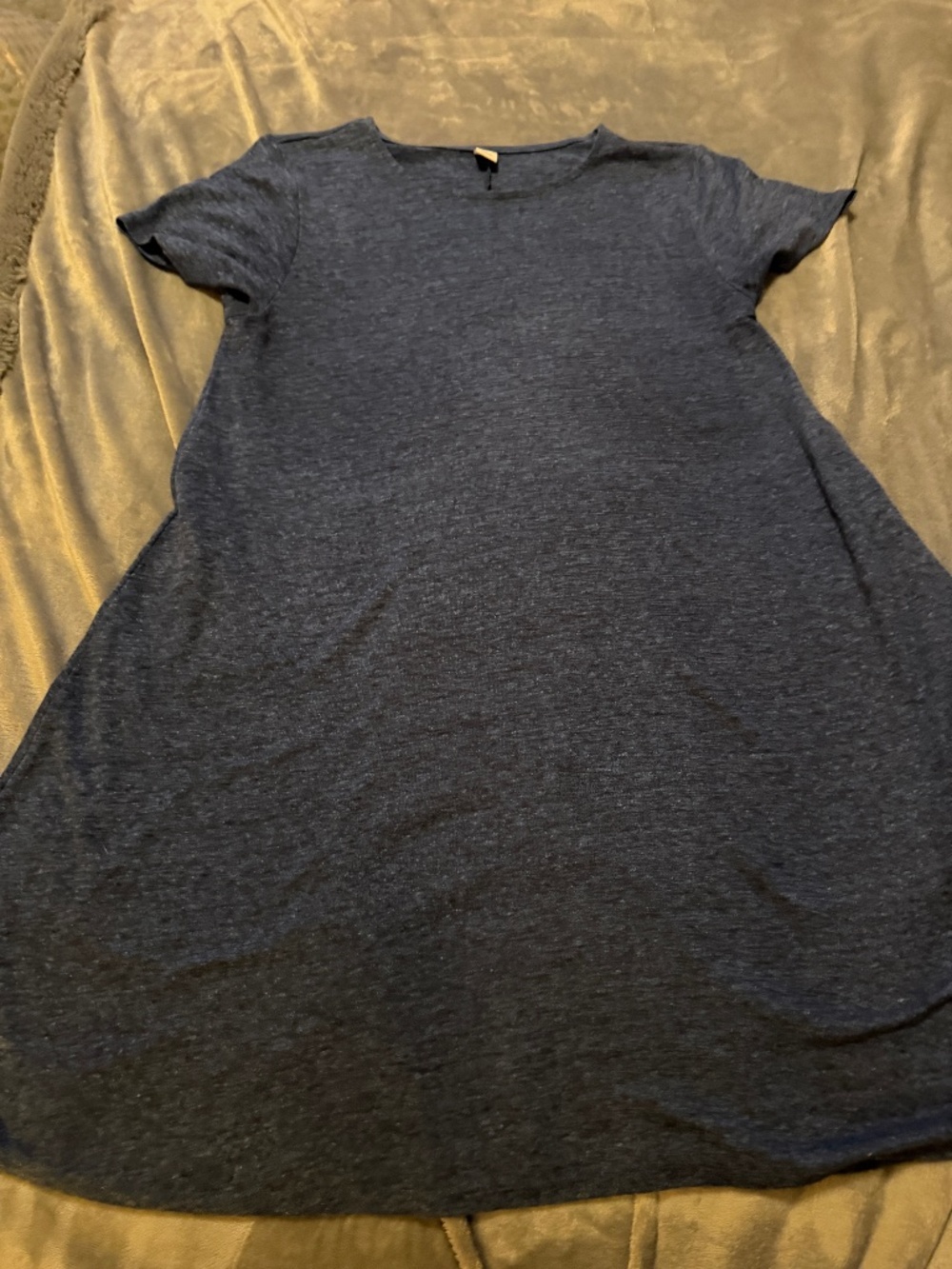 Old Navy Blue Linen Blend Short Sleeve Swing Dress Large